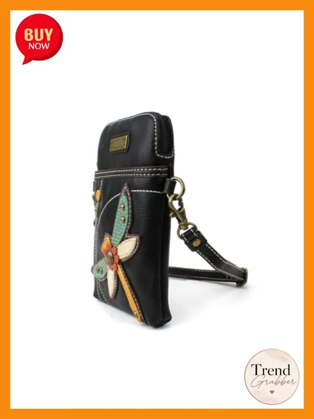 PU Leather Canvas Crossbody Cell Phone Purse with Adjustable Strap